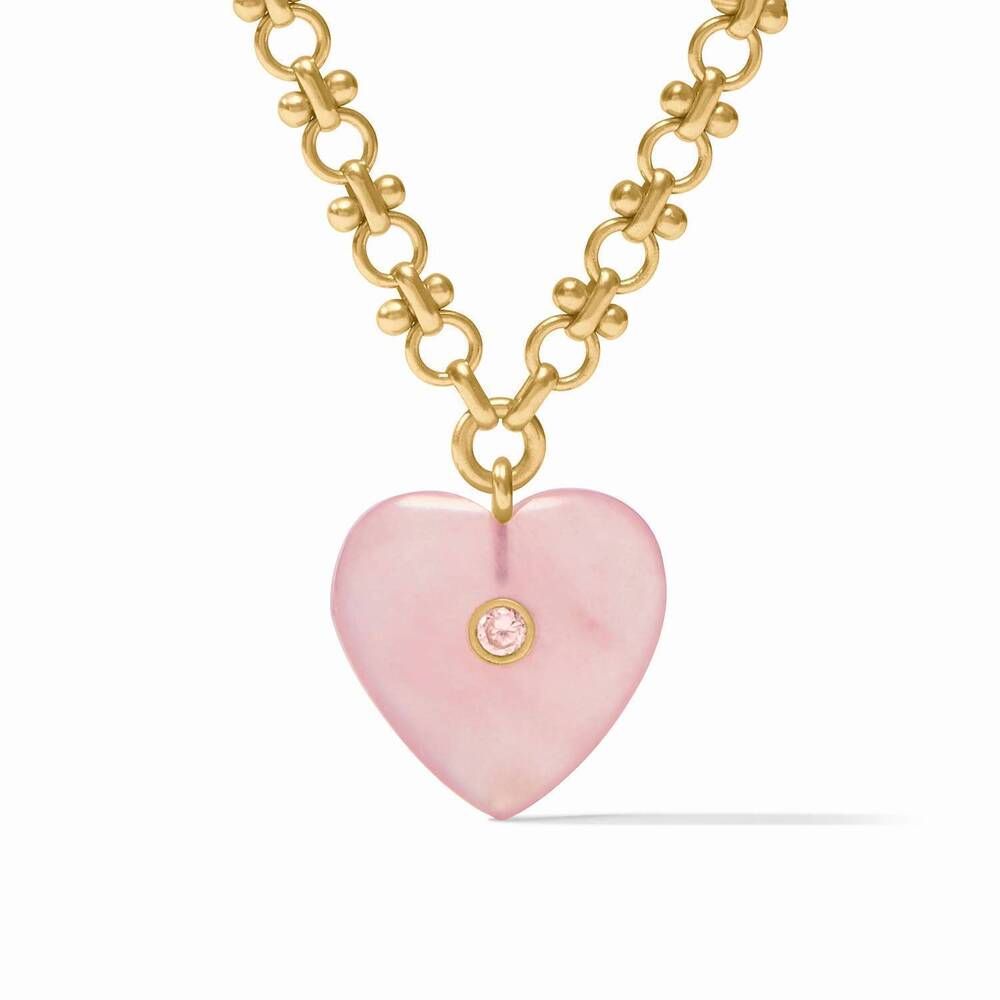 NEW JULIE VOS women's heart necklace in pink quartz